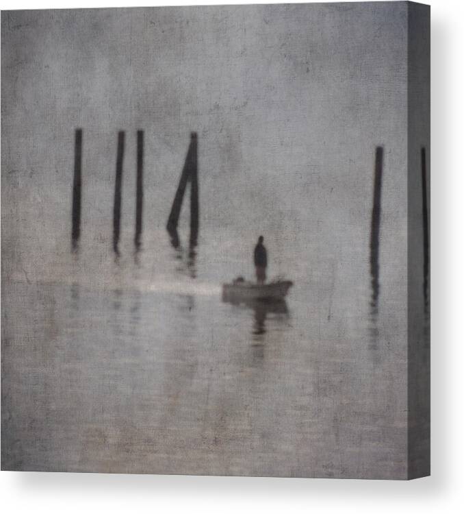 Seascape Canvas Print featuring the photograph Fishing for Solitude by Sally Banfill