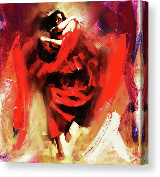 Dance Canvas Print featuring the painting Flamenco Dance 0321G by Gull G