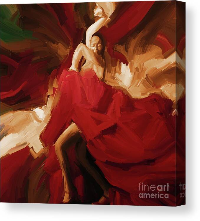 Jazz Canvas Print featuring the painting Flamenco Spanish Dance Painting 01 by Gull G