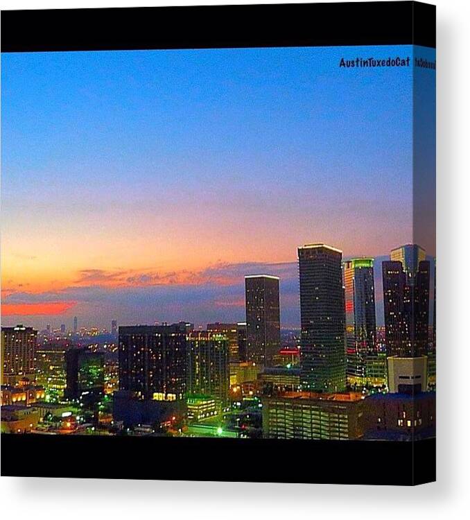 Beautiful Canvas Print featuring the photograph #flashbackfriday - The #sunset Over by Austin Tuxedo Cat