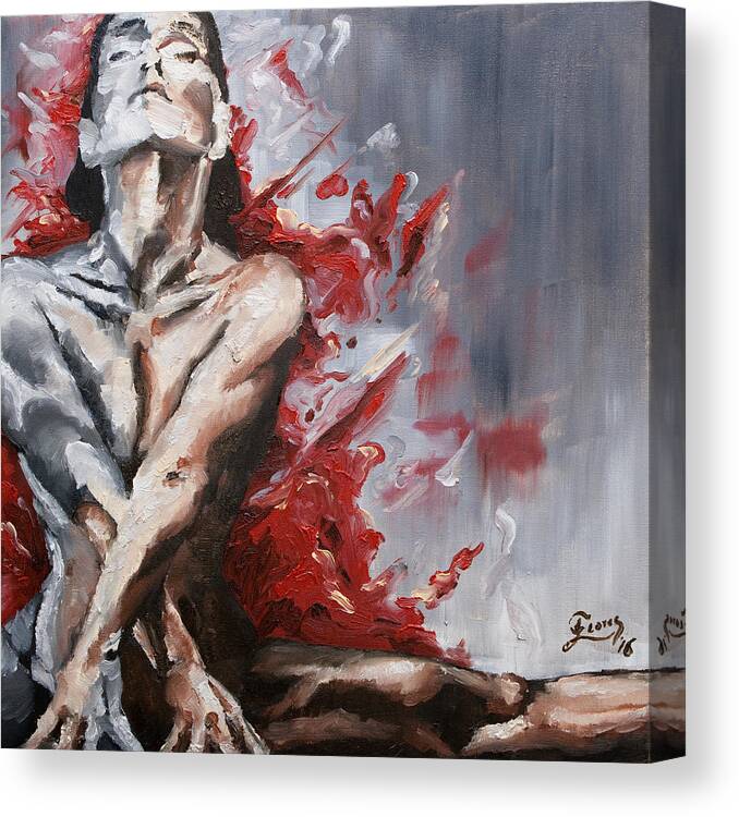 Human Canvas Print featuring the painting Flex by Carlos Flores