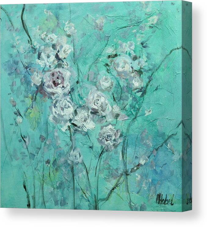 Nature Canvas Print featuring the painting Floating Roses Painting by Chris Hobel