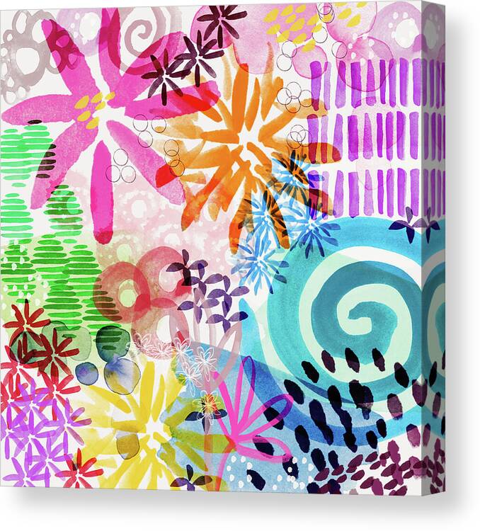 Abstract Canvas Print featuring the painting Floral Fantasy- Art by Linda Woods by Linda Woods