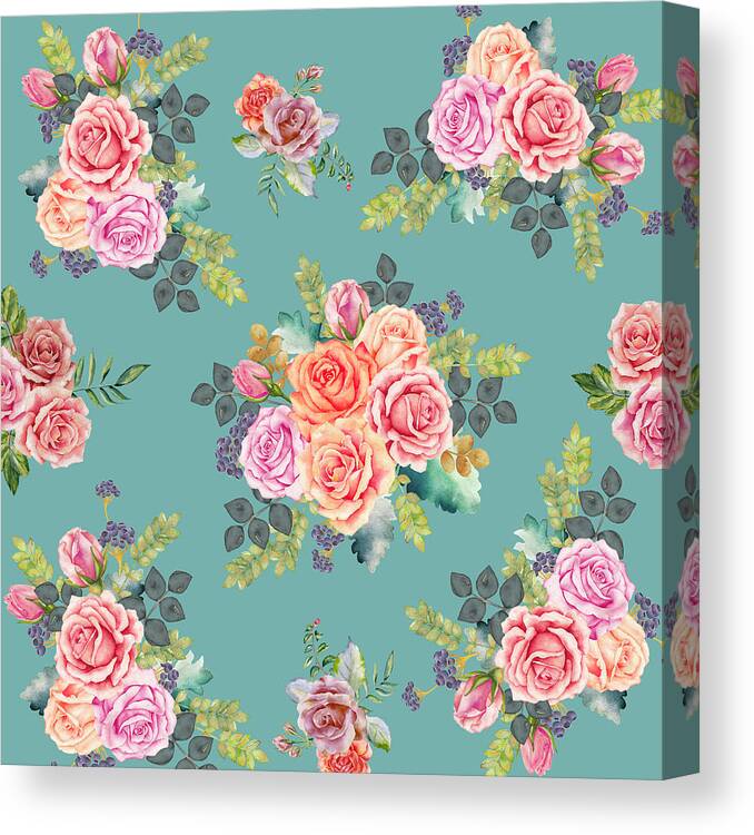 Tropical Canvas Print featuring the digital art Floral pattern 2 by Stanley Wong