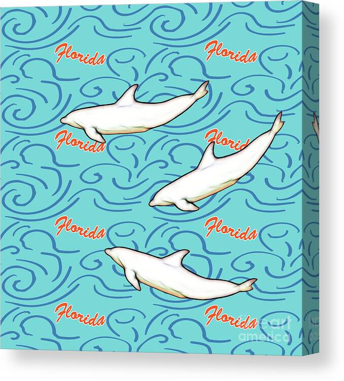 Florida Dolphin Print Canvas Print featuring the digital art Florida Dolphin Print by Two Hivelys