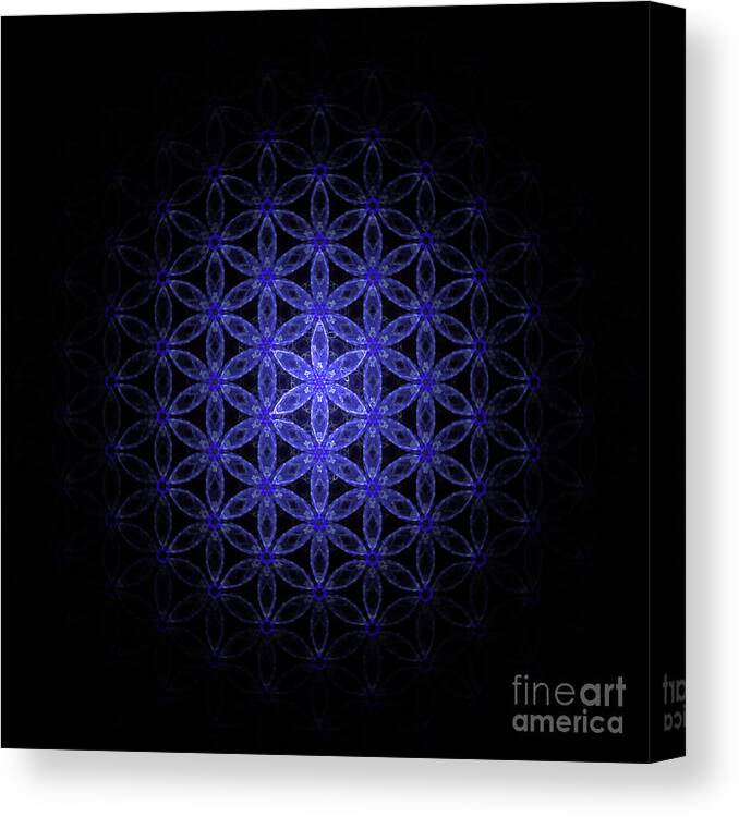 Flower Of Life Canvas Print featuring the digital art Flower of life in blue by Alexa Szlavics