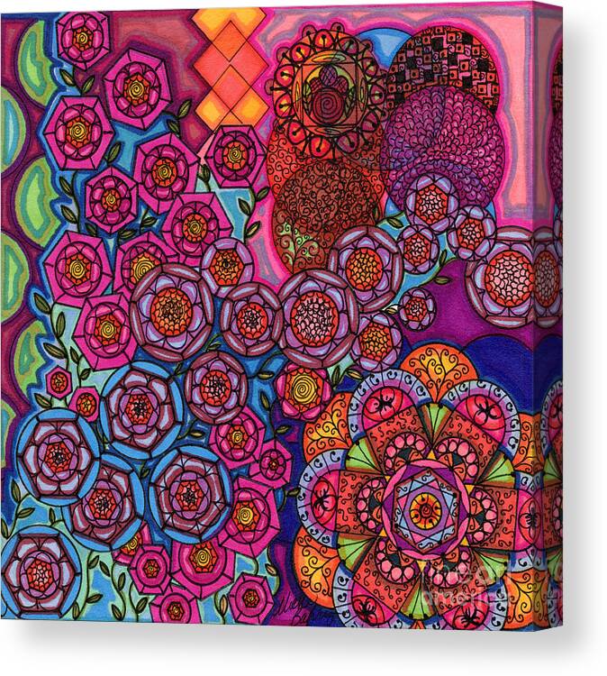 Abstract Canvas Print featuring the painting Flower Power by Vicki Baun Barry