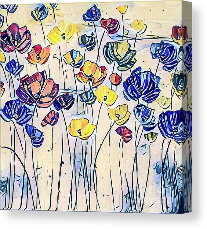 Flowers Canvas Print featuring the mixed media Flower Stems 7 by Toni Somes