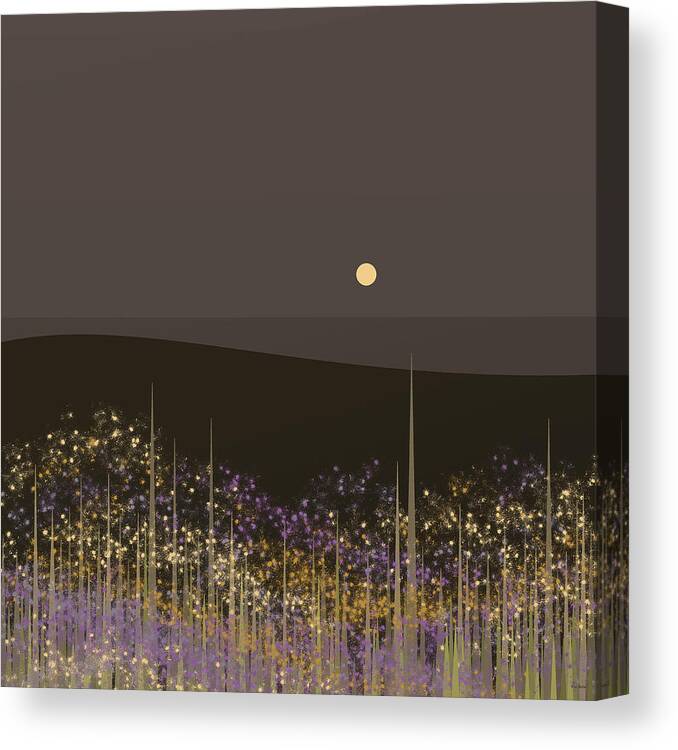 Flowers In The Moonlight Canvas Print featuring the digital art Flowers in the Moonlight by Val Arie