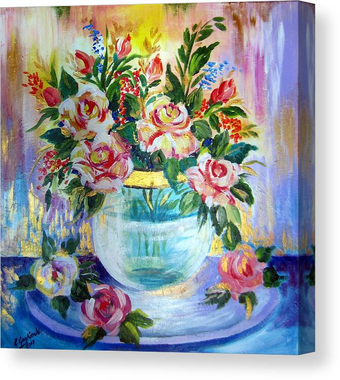 Flowers Canvas Print featuring the painting Flowers Still life by Roberto Gagliardi