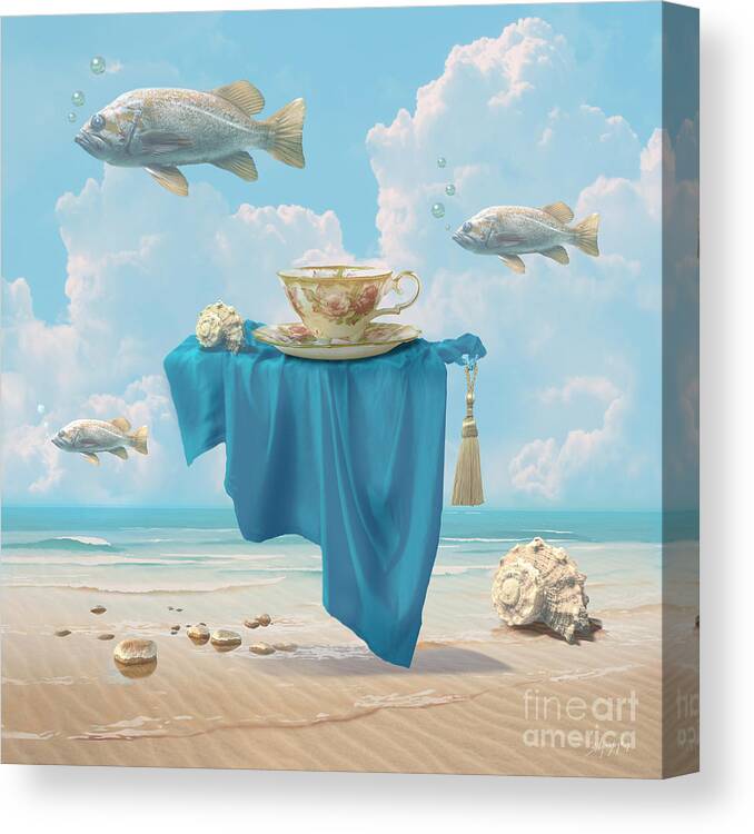 Fish Canvas Print featuring the digital art Flying fish by Alexa Szlavics