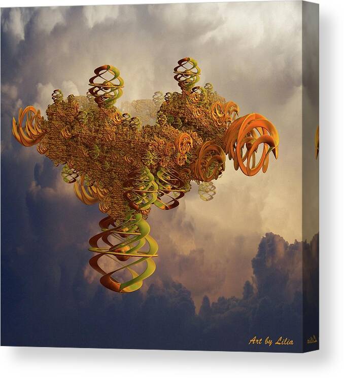 3d Canvas Print featuring the digital art Flying in the sky by Lilia S