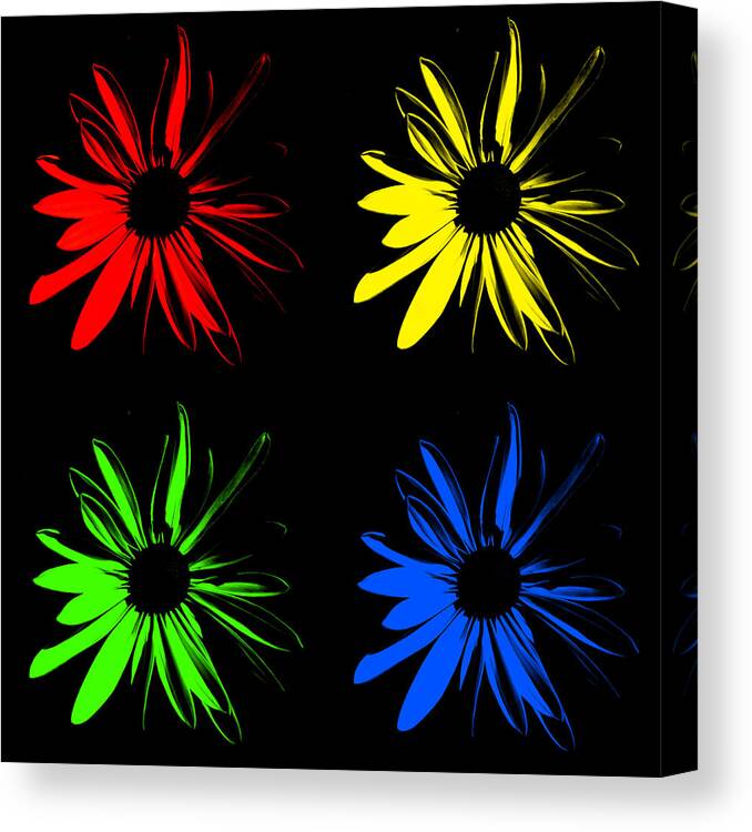 Red Canvas Print featuring the photograph Four Flowers by Maggy Marsh