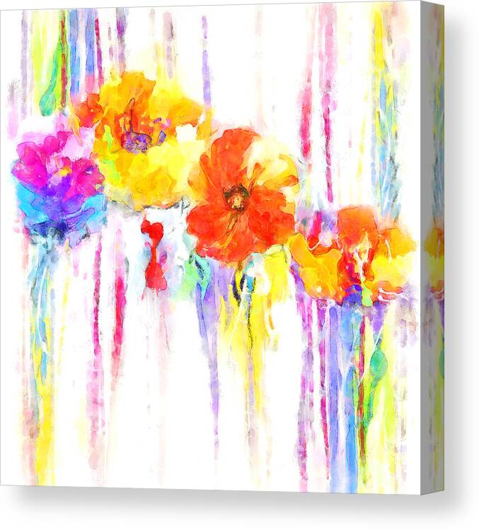 Digital Arts Canvas Print featuring the photograph Four Flowers by Munir Alawi