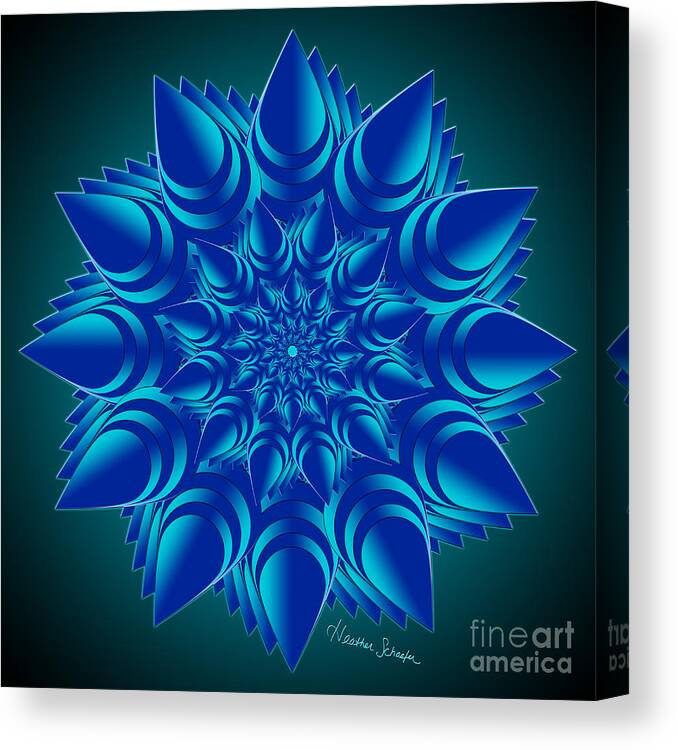 Sales Canvas Print featuring the digital art Fractal Flower in Blue by Heather Schaefer