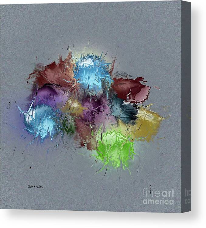Abstract Canvas Print featuring the digital art Fractured Bouqet 1 PC by John Krakora