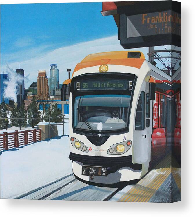 Minneapolis Canvas Print featuring the painting Franklin Avenue Station by Jude Labuszewski