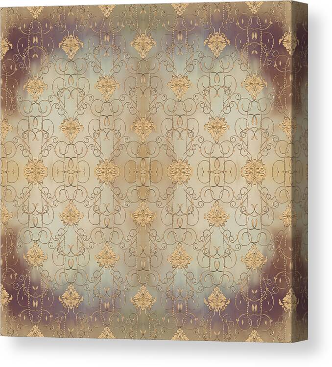 French Canvas Print featuring the painting French Parisian Damask Swirl Vintage Style Wallpaper by Audrey Jeanne Roberts