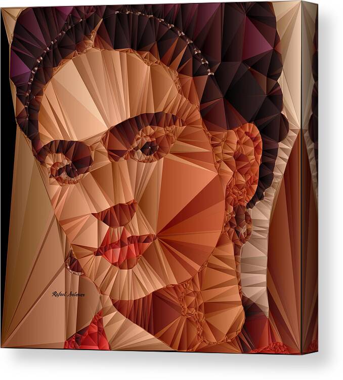 Rafael Salazar Canvas Print featuring the digital art Frida Kahlo by Rafael Salazar