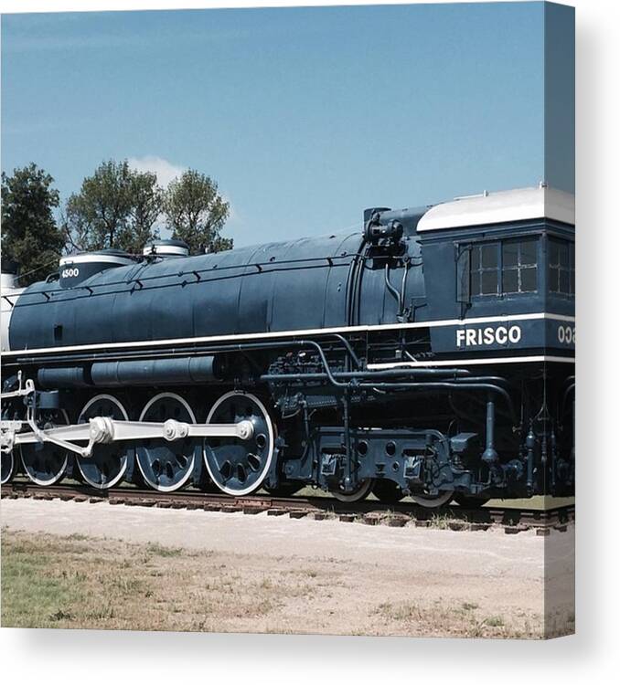 Route66 Canvas Print featuring the photograph Frisco Train Route 66 #66 #tulsa #train by Gin Young