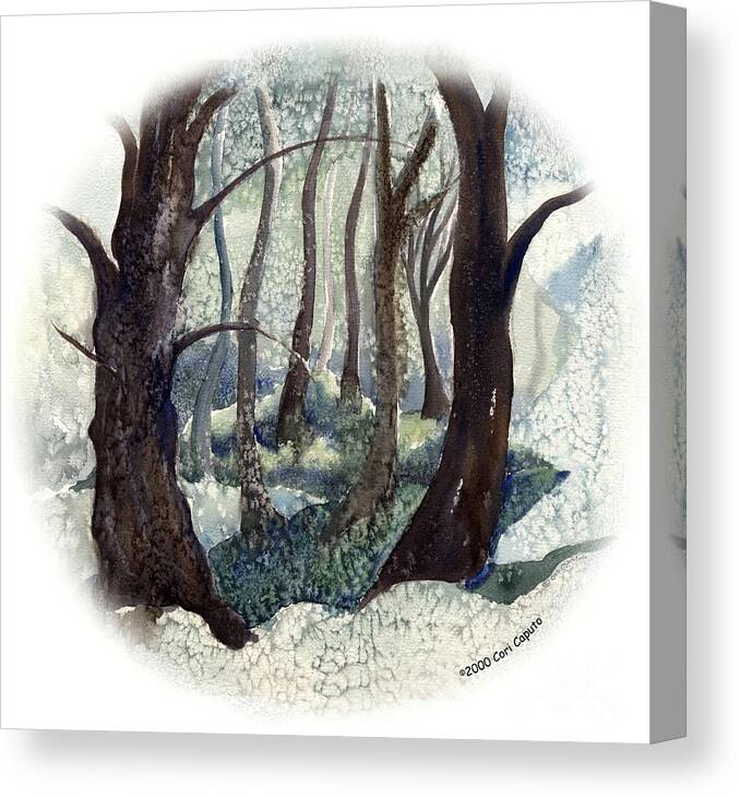 Forest Canvas Print featuring the painting Frosty Trees by Cori Caputo