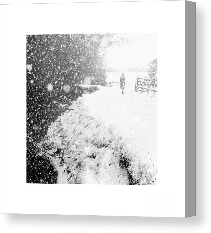 Frozen Moments Canvas Print featuring the photograph Frozen Moments - Walking Away by Paul Davenport