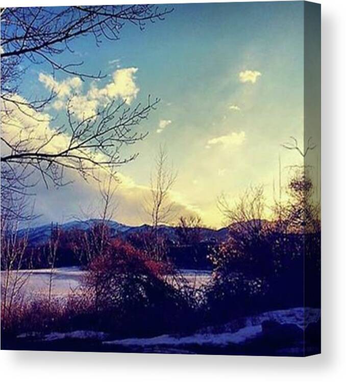 Trail Canvas Print featuring the photograph Frozen Pond Sunset
#sunset by Jessica Riddle