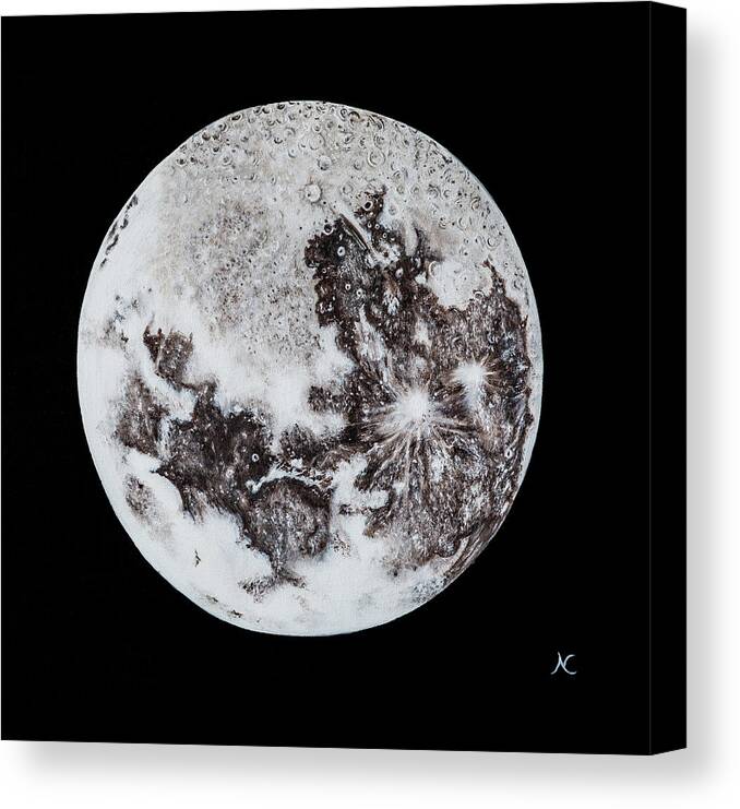 Moon Canvas Print featuring the painting Full Moon by Neslihan Ergul Colley