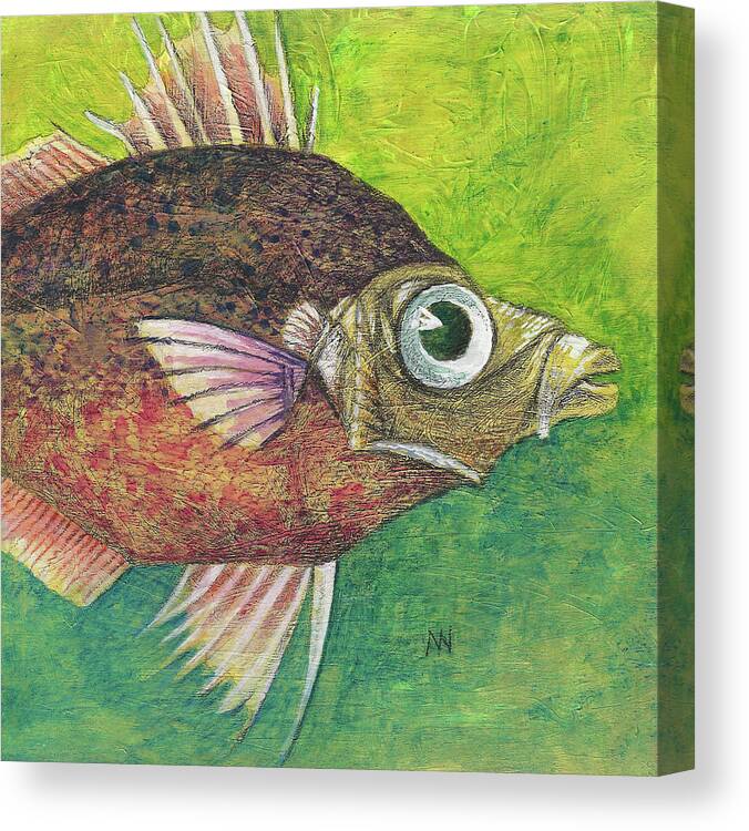 Fish Canvas Print featuring the mixed media Funky Fish by AnneMarie Welsh