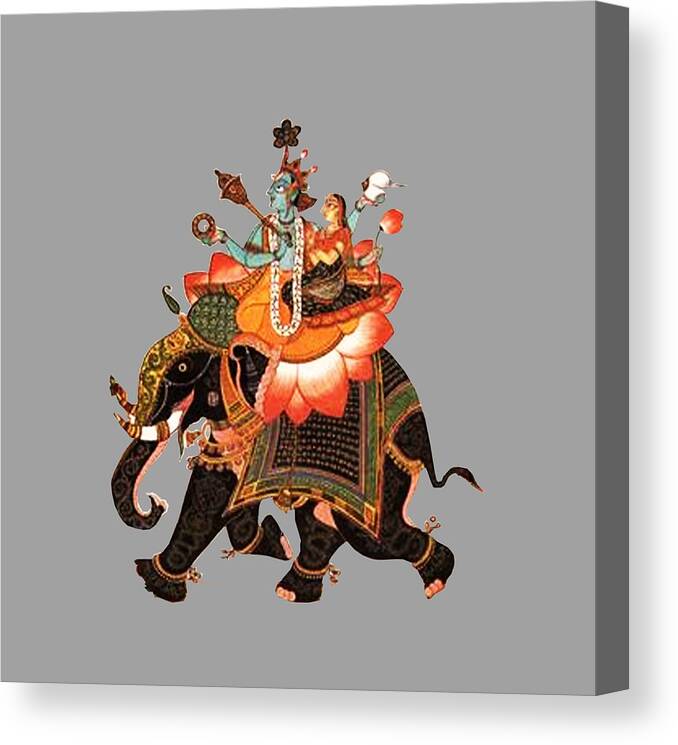 Animals Canvas Print featuring the digital art Gajavahana by Asok Mukhopadhyay