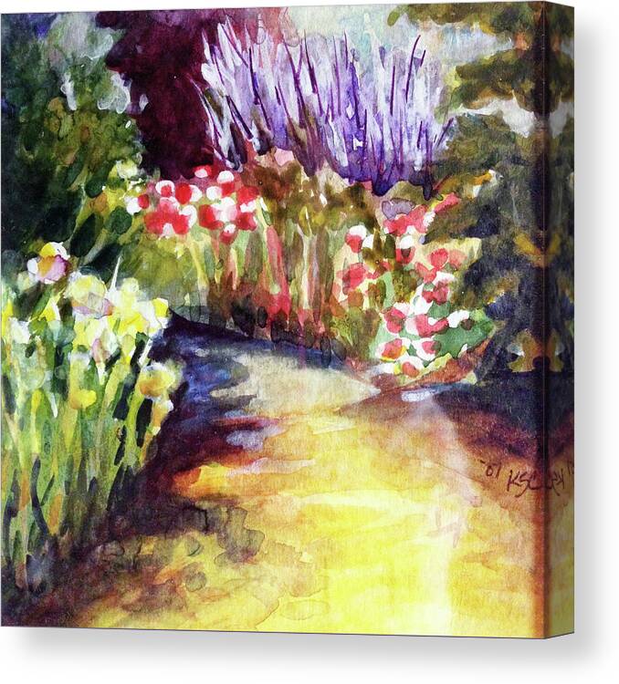 Daffodils Canvas Print featuring the painting Garden Delight by Karen Coggeshall