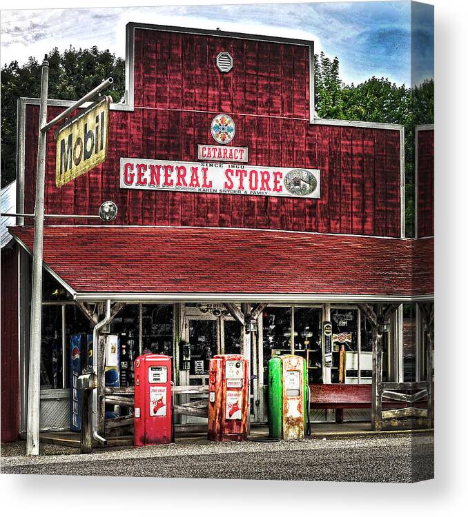 Built 1860 Canvas Print featuring the photograph General Store Cataract In. by Randall Branham