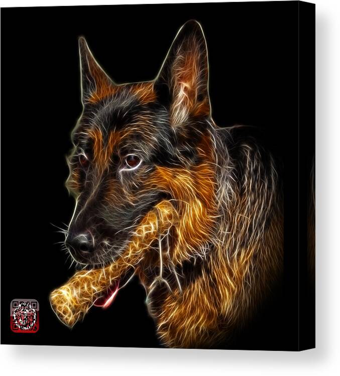 German Shepherd Canvas Print featuring the digital art German Shepherd and Toy - 0745 F by James Ahn