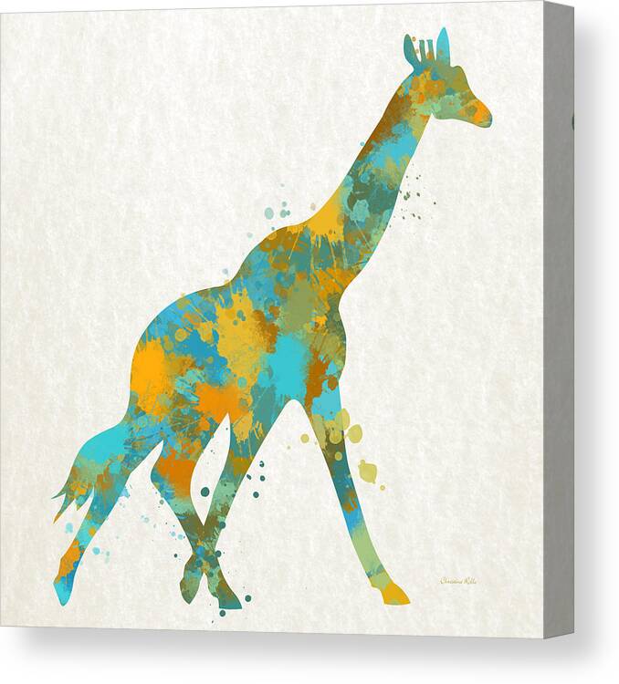 Giraffe Canvas Print featuring the mixed media Giraffe Watercolor Art by Christina Rollo