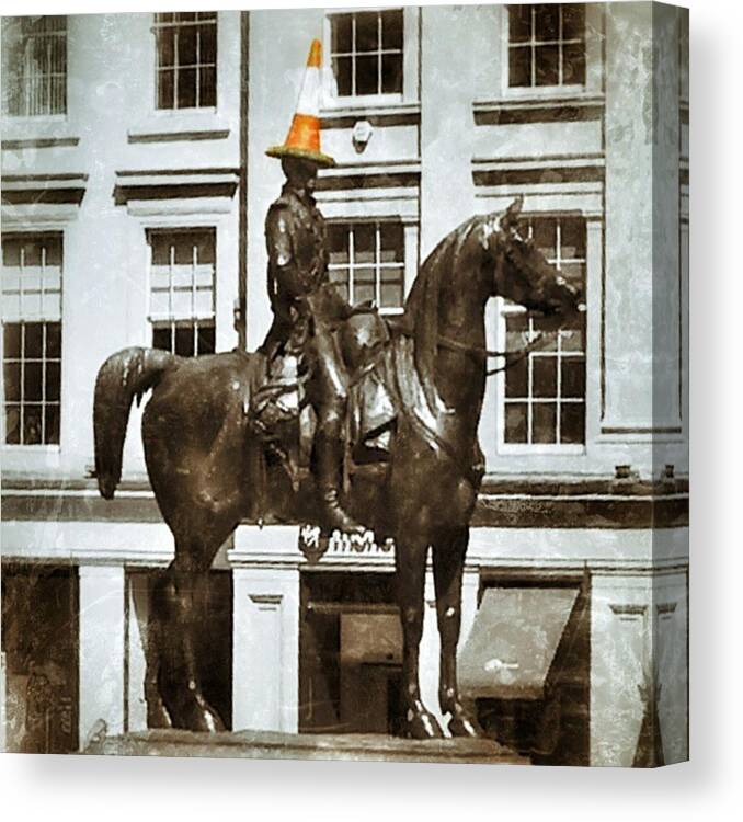Horse Canvas Print featuring the photograph #glasgow #horse #rider #statue by Zielona Kropka