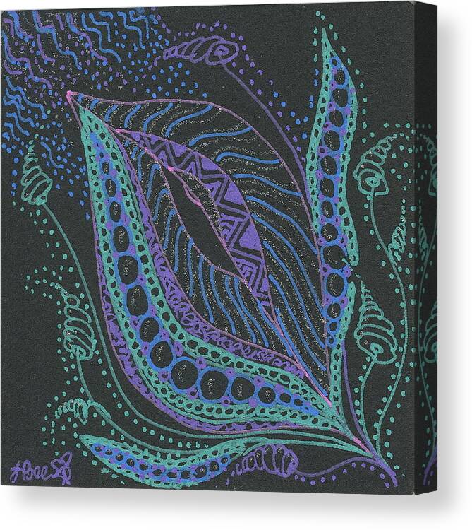 Glitter Canvas Print featuring the drawing Glitter Flower by Jan Steinle