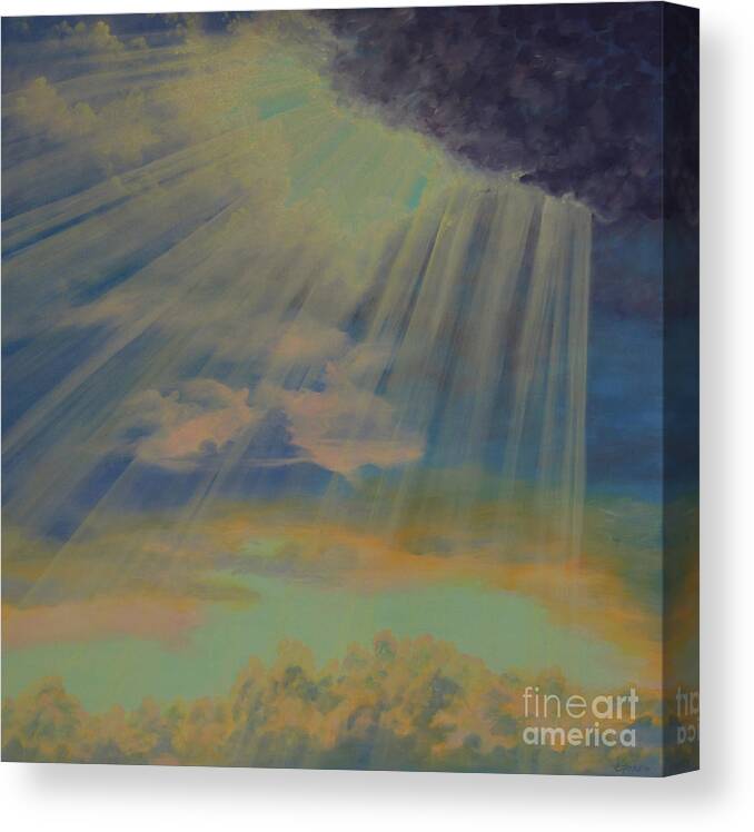 Landscape Canvas Print featuring the painting God's Light by Cheryl Fecht