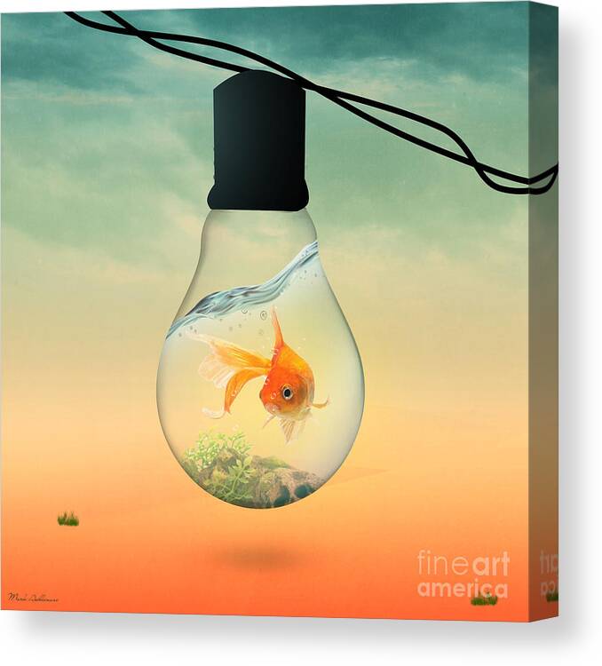 Animals Canvas Print featuring the digital art Gold Fish 4 by Mark Ashkenazi