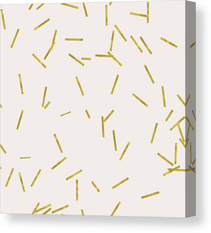 Cream Canvas Print featuring the digital art Gold stick confetti print on light creme by Tina Lavoie