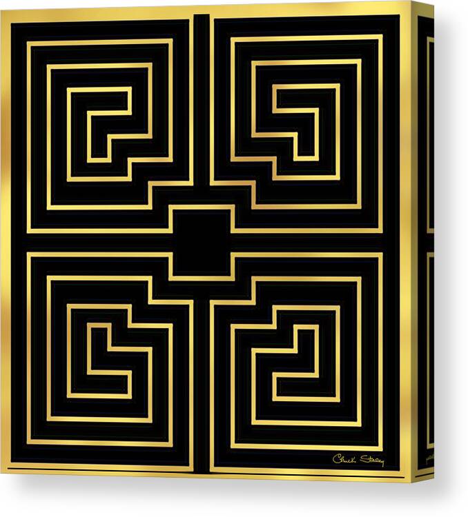 Gold Stripes On Black Canvas Print featuring the digital art Gold Stripes on Black by Chuck Staley