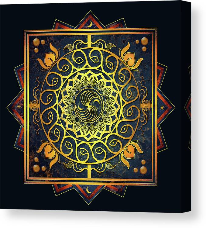 Lotus Canvas Print featuring the digital art Golden Filigree Mandala by Deborah Smith