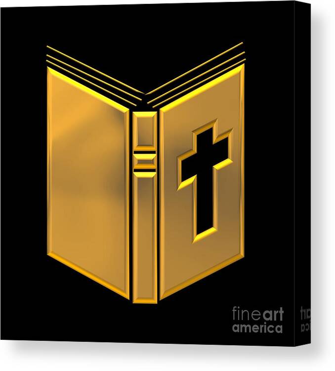 Bible Canvas Print featuring the digital art Golden Holy Bible by Rose Santuci-Sofranko