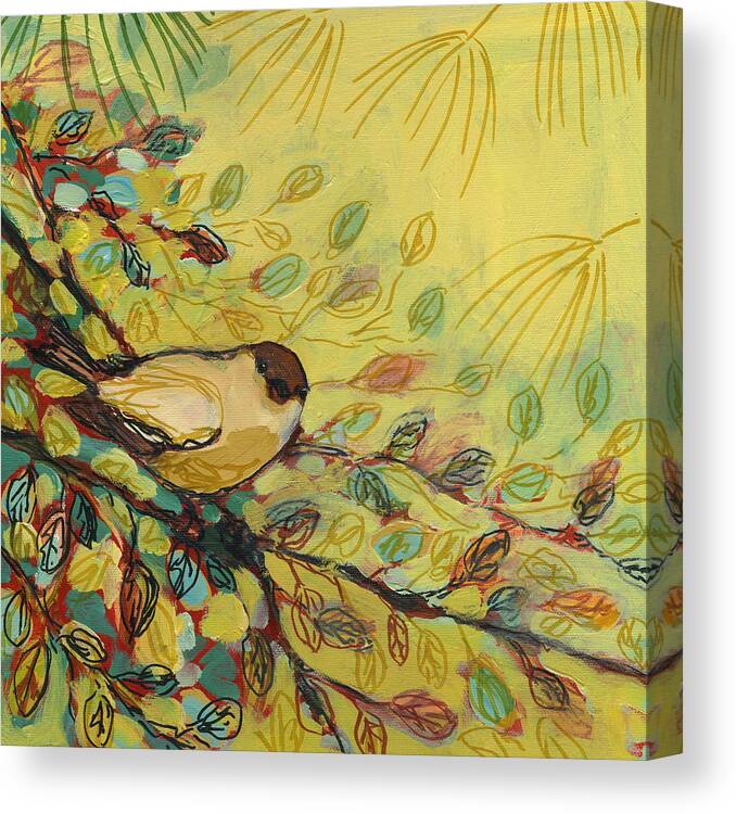 Bird Canvas Print featuring the painting Goldfinch Waiting by Jennifer Lommers