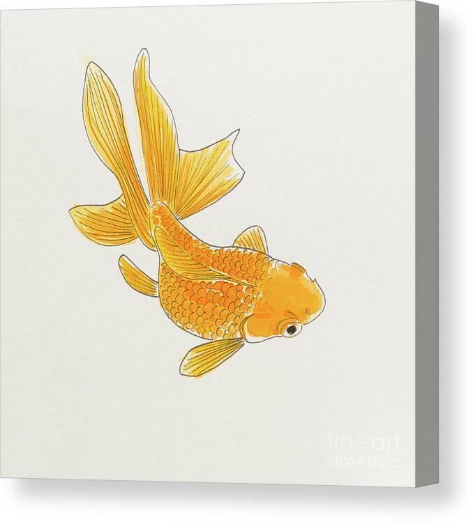 Fish Canvas Print featuring the painting Goldfish 1 by Stefanie Forck