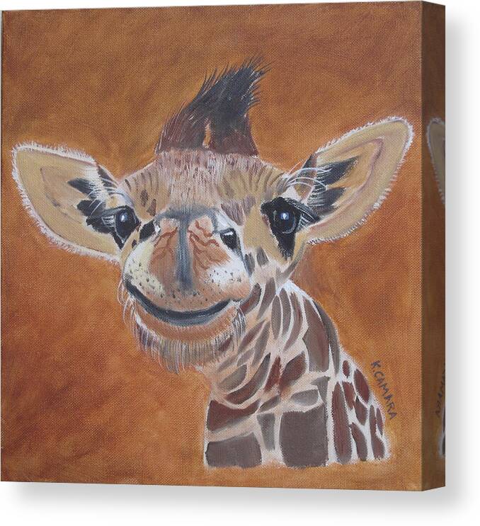 Pets Canvas Print featuring the painting Goofy Giraffe by Kathie Camara
