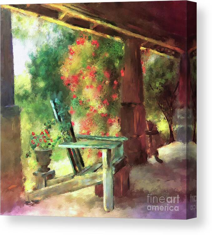 Porch Canvas Print featuring the digital art Gramma's Front Porch by Lois Bryan