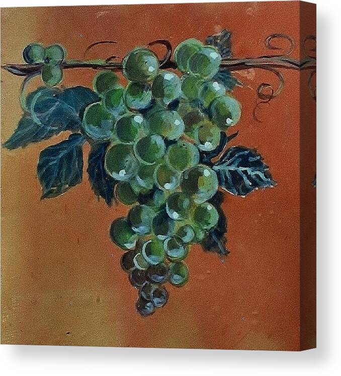 Wine Art Grapefruit Canvas Print featuring the ceramic art Grape by Andrew Drozdowicz