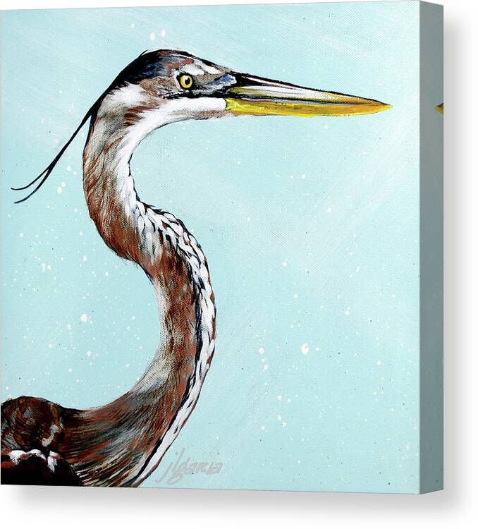 Heron Canvas Print featuring the painting Great Blue Winston by Joan Garcia