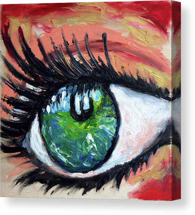 Eye Canvas Print featuring the painting Green eye by Chiara Magni