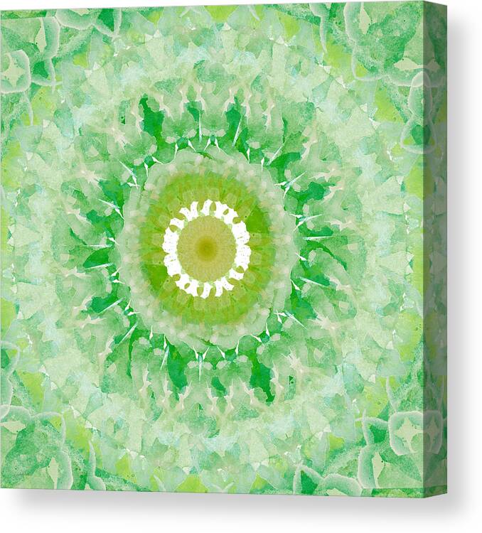 Green Canvas Print featuring the painting Green Mandala- Abstract Art by Linda Woods by Linda Woods